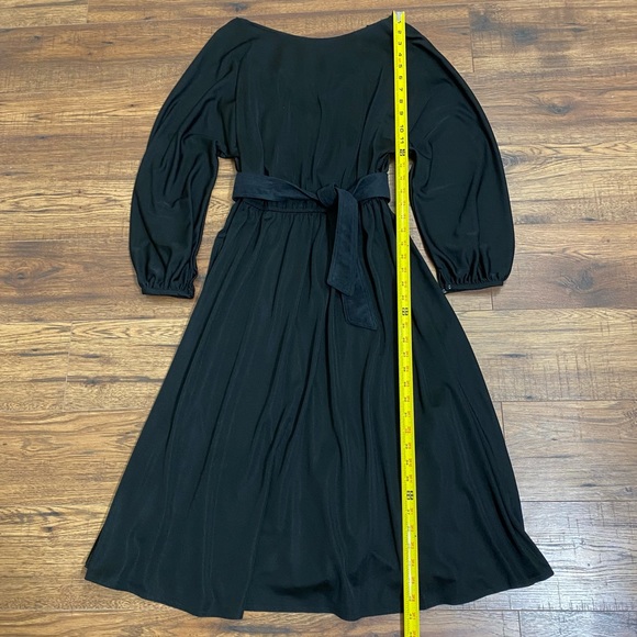 Retro vintage black midi dress w/ cowl back - Picture 11 of 16